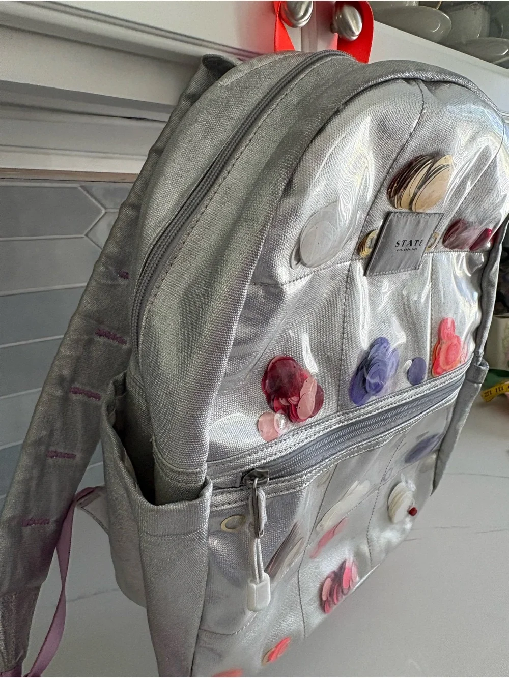 STATE Bags Kids' Kane Confetti Metallic Backpack (Silver)